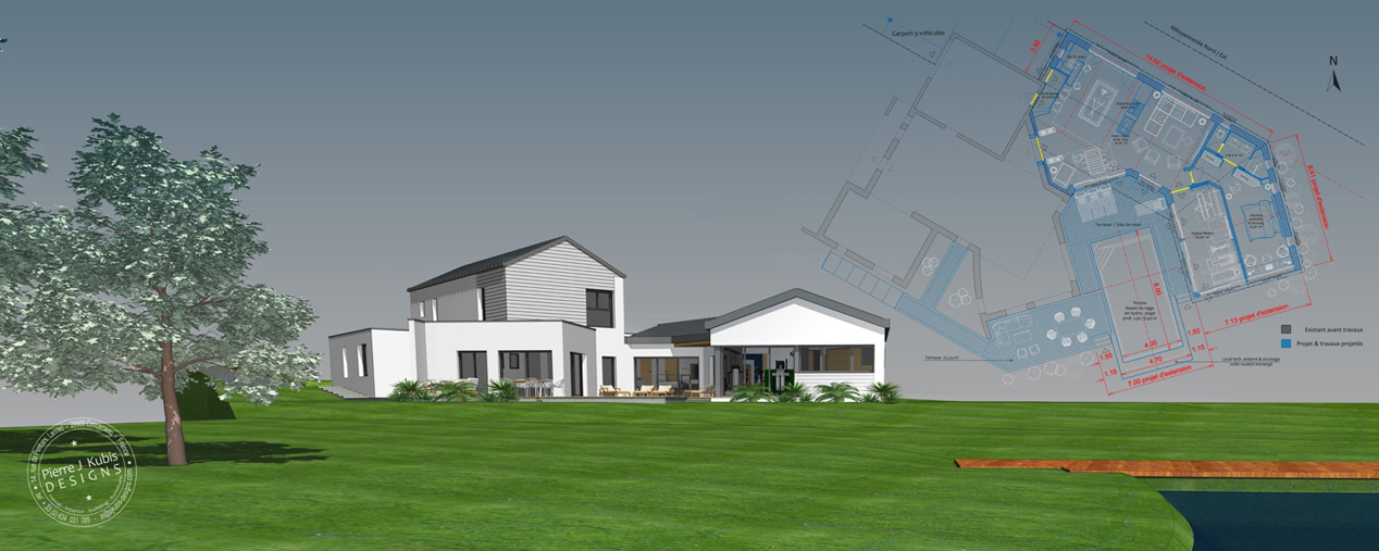 Project C - Residential sweet life extention, sun bath & pool area - Benodet