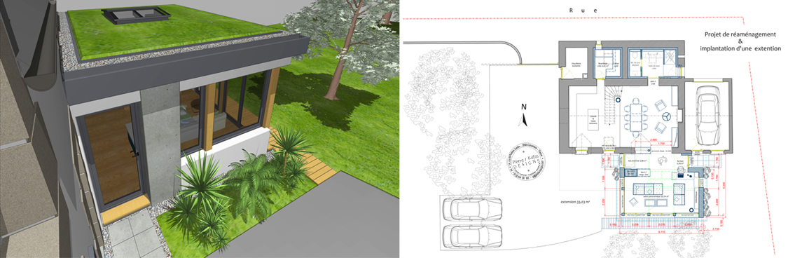 Project T&P - Green extension open to the garden, arrangment & (…)
